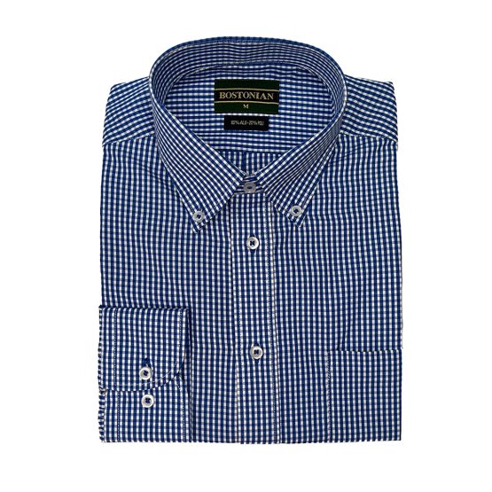 CAMISA BOSTONIAN CUADROS AZULES